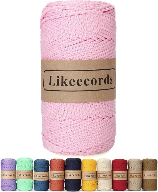 Filato a nastro di poliestere intrecciato 4mm x 130m - Cordone macramé elastico per progetti DIY e arredamento domestico