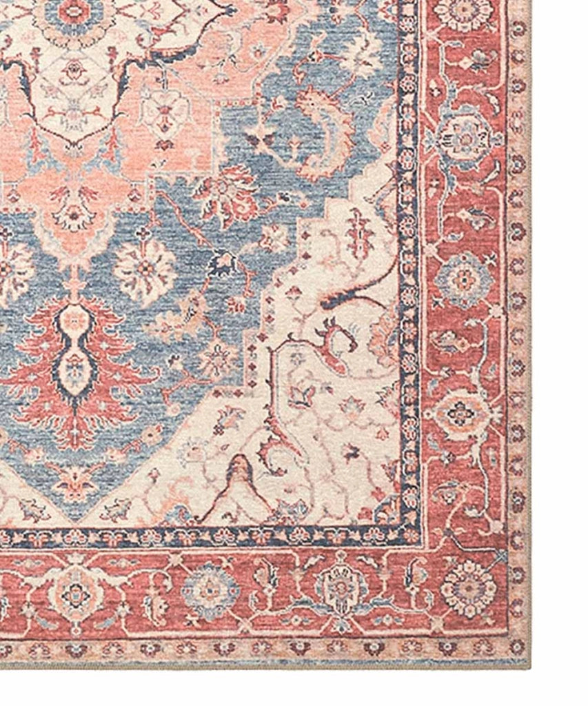 Tappeto arredo casa ORIENTAL HERIZ BLU ROSSO cm.95x150 riproduzione disegno persiano classico in stile vintage. Tappeto lavabile per salotto, soggiorno, camera da letto e ingresso.
