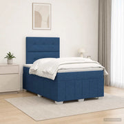 Letto Box Spring LED con Materasso Blu 120 x 200 cm Tessuto 3455583