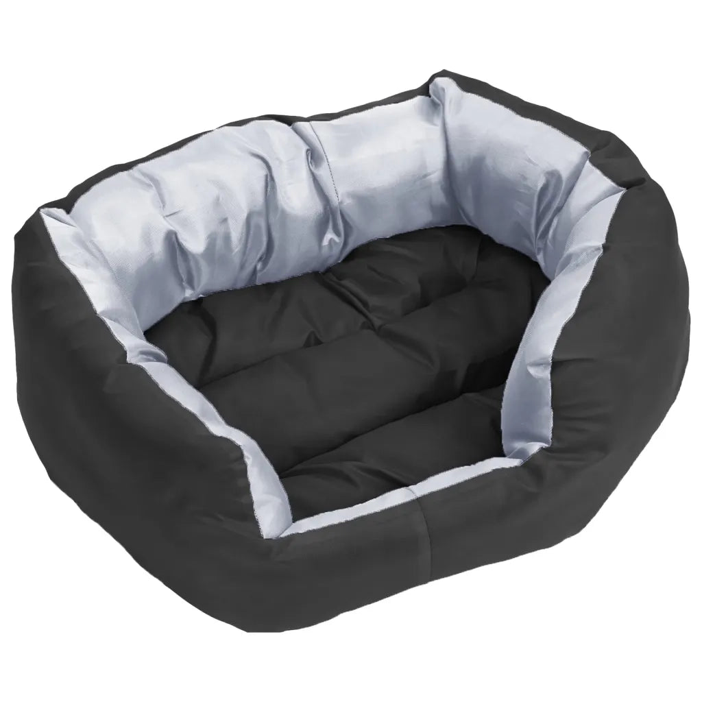 Cuscino per Cani Reversibile e Lavabile Grigio Nero 65x50x20 cm 171207