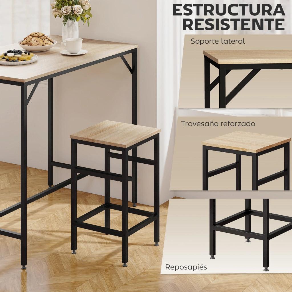 Set tavolo da bar e 4 sgabelli ¨C zephmum ¨C nero e rovere 100x60x88 cm 32x32x57 cm