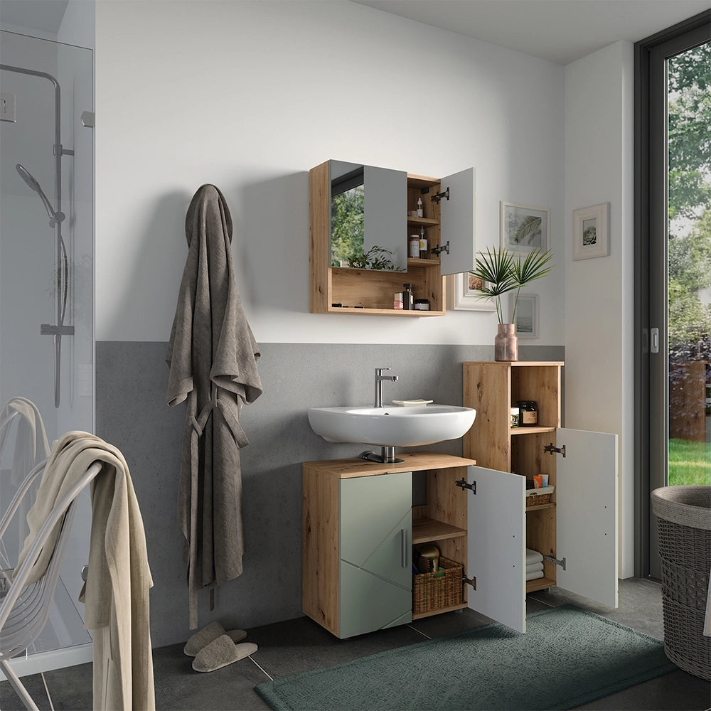 Vicco Set di mobili da bagno Verde salvia 3 parti