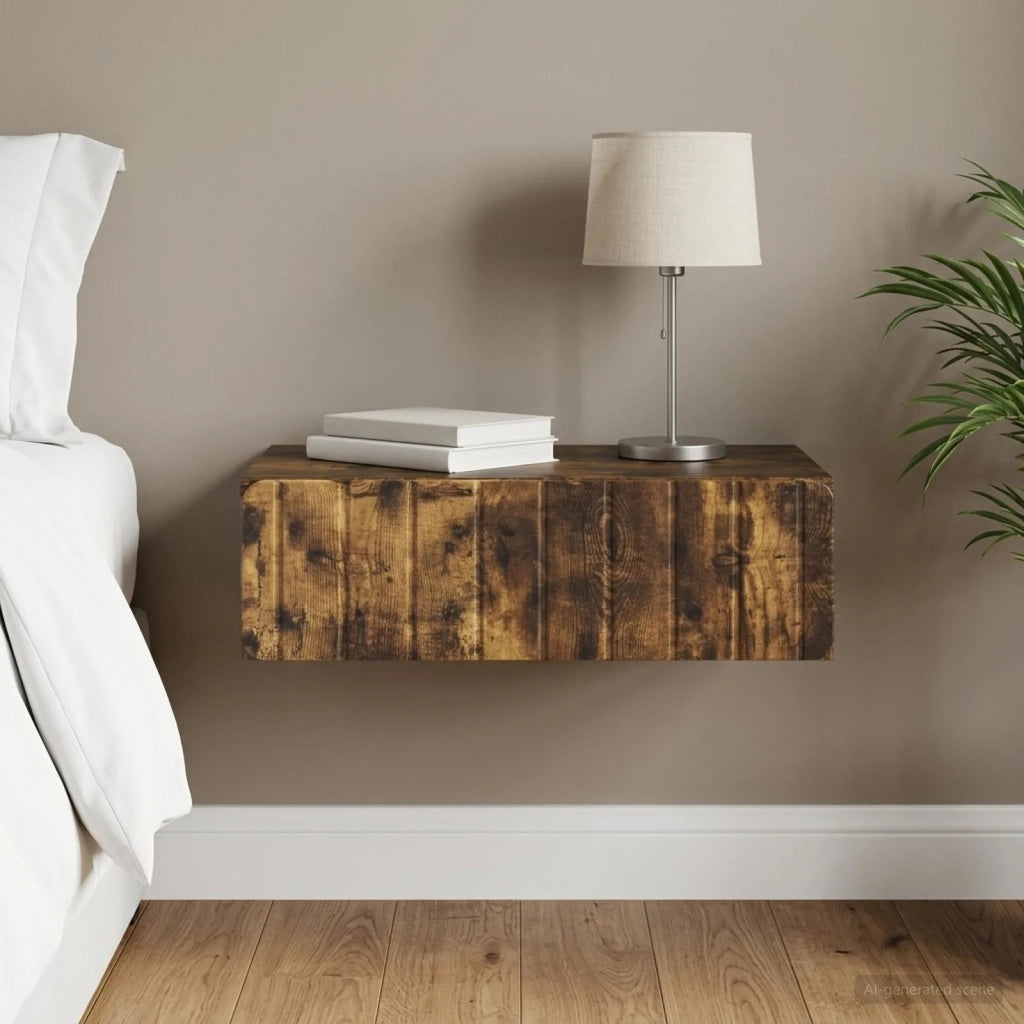 Tavolino da Parete Laterale Rovere Fumo 59 x 34,5 x 17 cm 898320