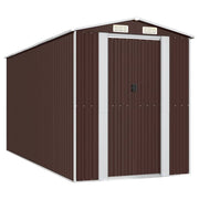 Casetta da giardino cabina ripostiglio capanno da esterno capanno per attrezzi robusta scura 192 x 440 x 223 cm acciaio zincato marrone 02_0022320