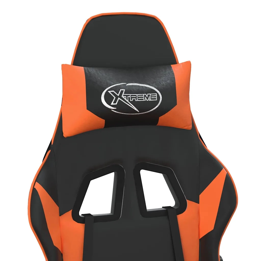 vidaXL Sedia da Gaming Massaggiante Nero e Arancione in Similpelle