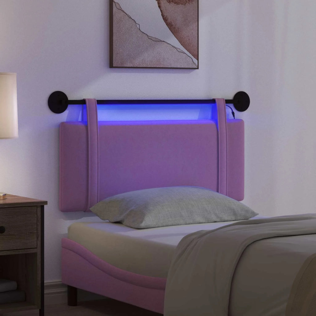 Testiera sospesa Con luce LED Rosa Tessuto