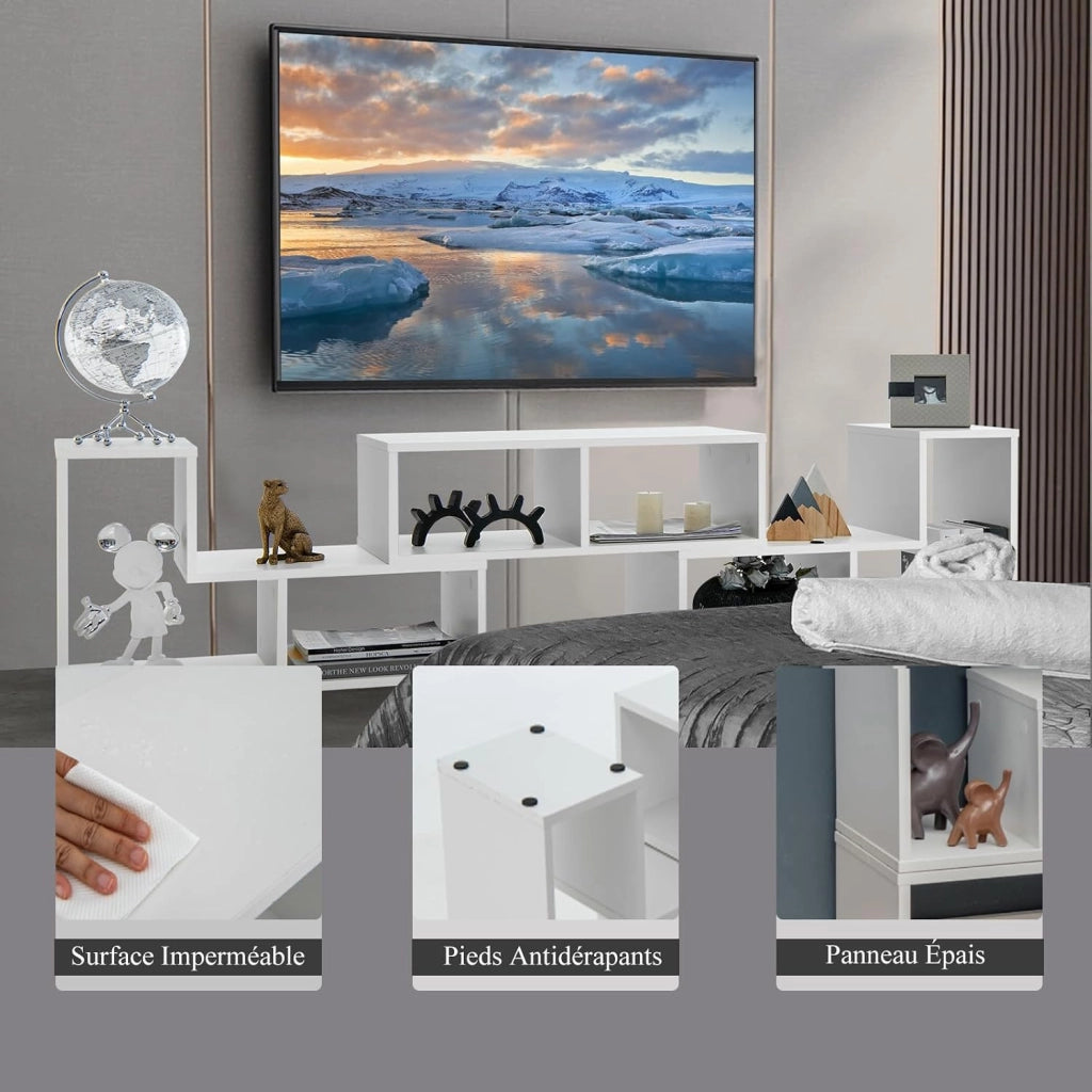 Set di mobili per TV da 3 pezzi, tavolo per TV da 50-65 pollici, multifunzionale stand a terra con 6 scomparti, combinabile liberamente a seconda dello spazio, per soggiorno e camera da letto