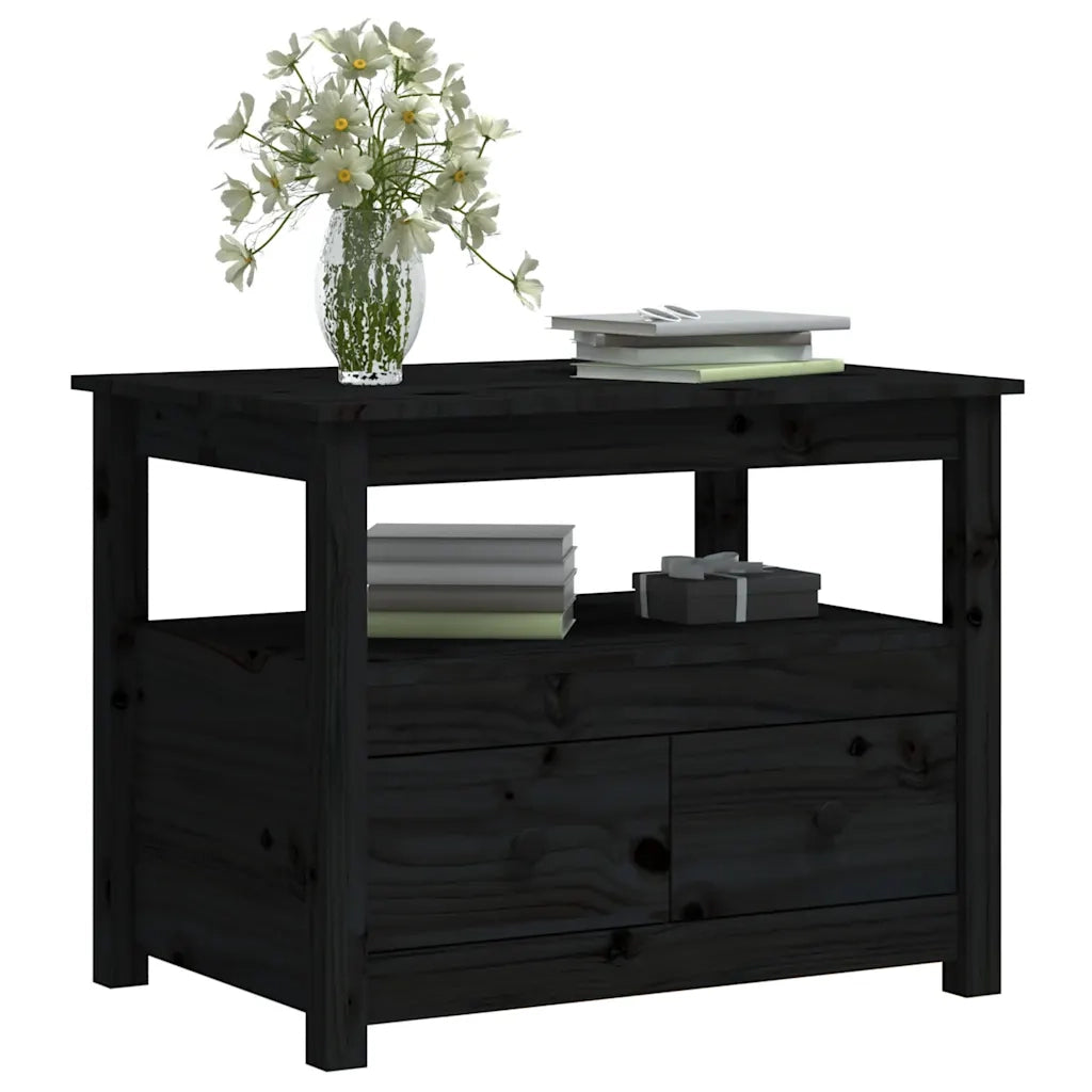 Tavolino da Salotto Nero 71x49x55 cm in Legno Massello di Pino cod mxl 26884