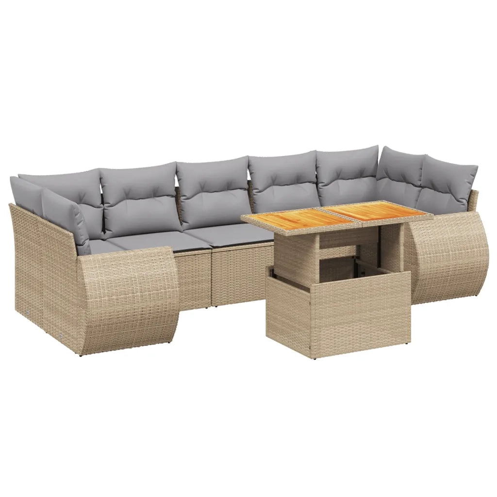 Set Divano da Giardino 8 pz con Cuscini Beige in Polyrattan 3272109