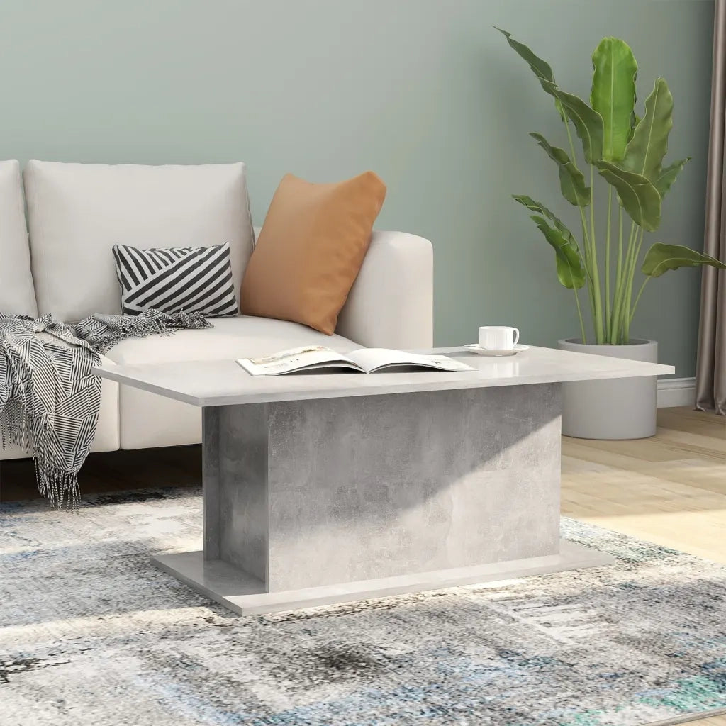 Tavolino da Salotto Grigio Cemento 102x55,5x40 cm in Truciolato 810311