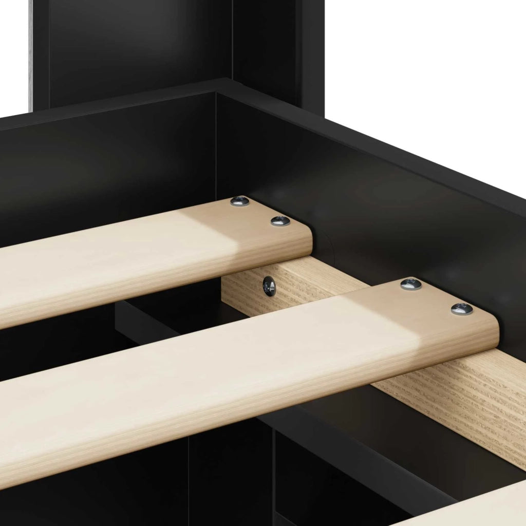 Struttura del letto con stoccaggio e testata Nero 75 x 190 cm 3414068