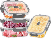 Set di contenitori in vetro con coperchi 640 ml, confezione da 8 contenitori in vetro per alimenti (4 contenitori + 4 coperchi), adatto per microonde, lavastoviglie e congelatore - contenitori in vetro per preparazione pasti