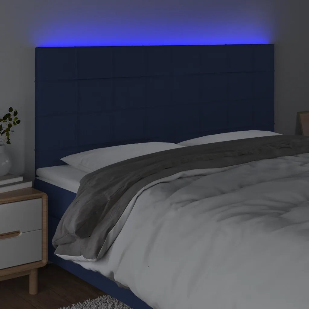 Testiera | Testata a LED Blu 160x5x118/128 cm in Tessuto