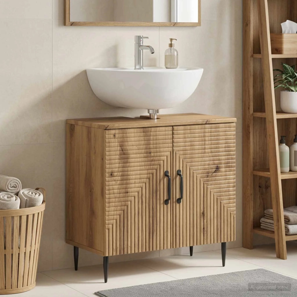 Armadio per Lavabo da Bagno HAARLEM Rovere Artigianale 896794