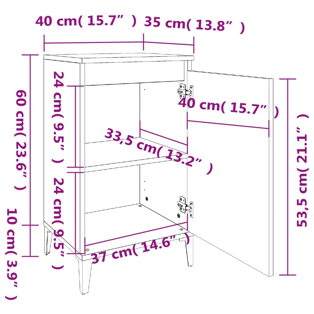 Comodino Grigio Cemento 40x35x70 cm in Legno Multistrato 819652