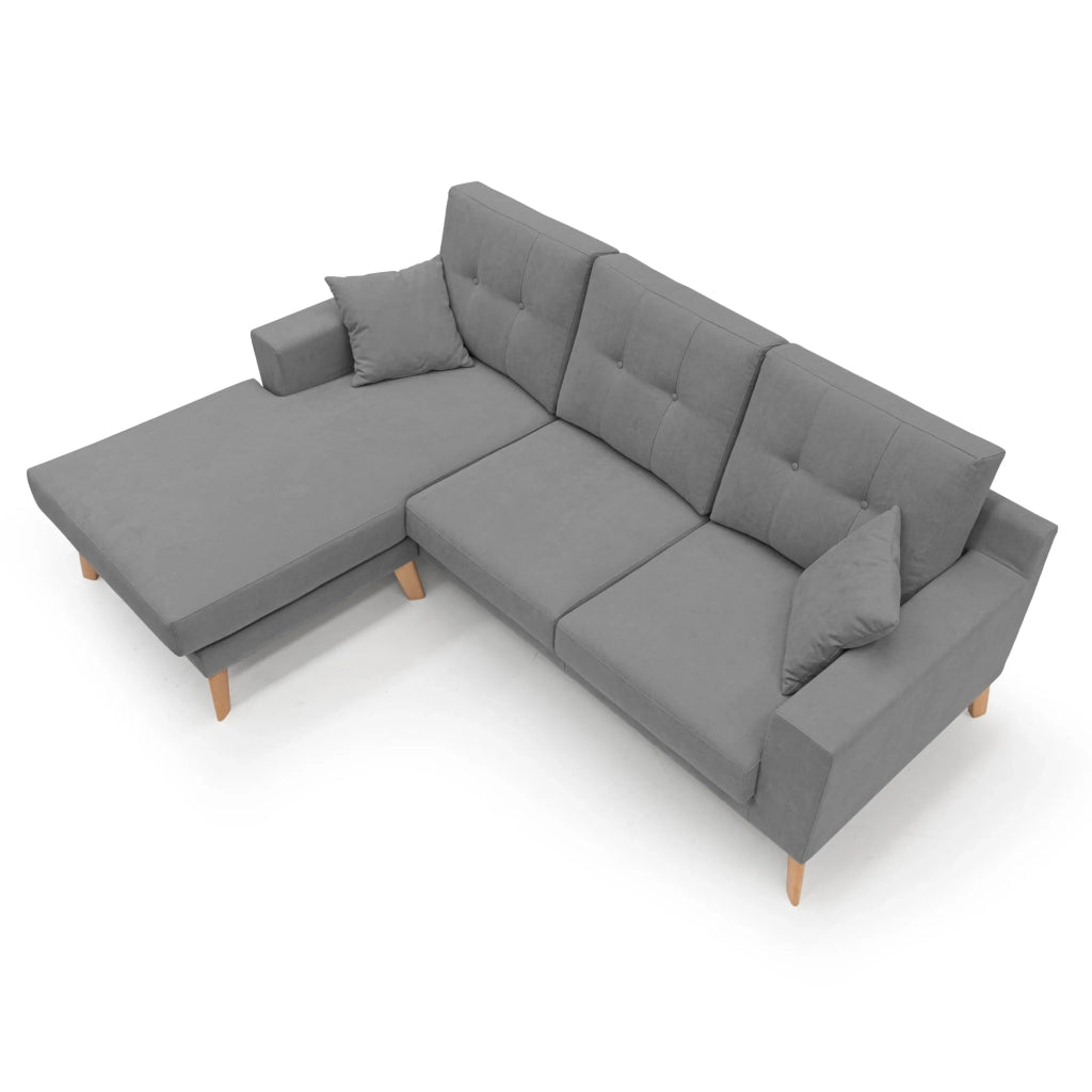 Danish Divano angolare REVERSIBILE in tessuto morbido impermeabile T02 237 cm grigio