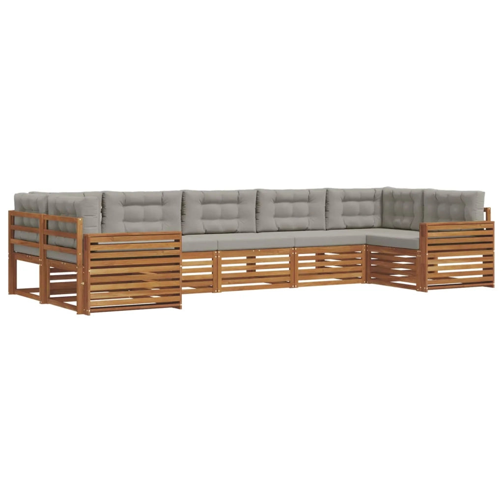 Set di divani da esterno 7 pcs Grigio Naturale e Chiaro 3374066