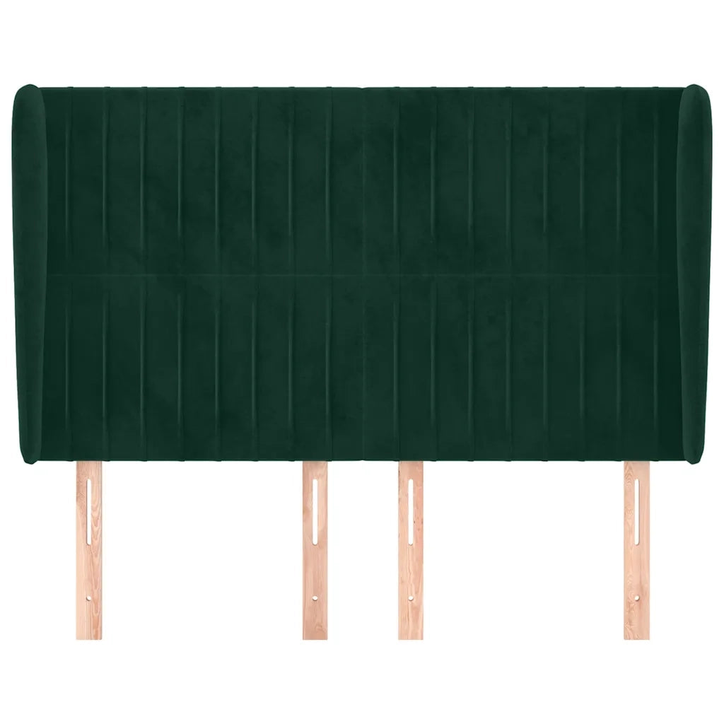 Testiera ad Orecchio Verde Scuro 147x23x118/128cm in Velluto 3118245