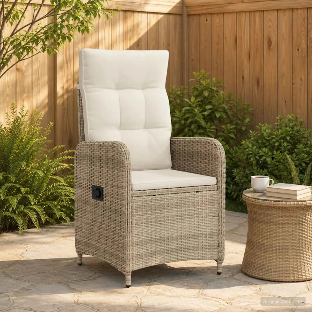 Sedia da giardino reclinabile Beige e Bianco Crema 42027155