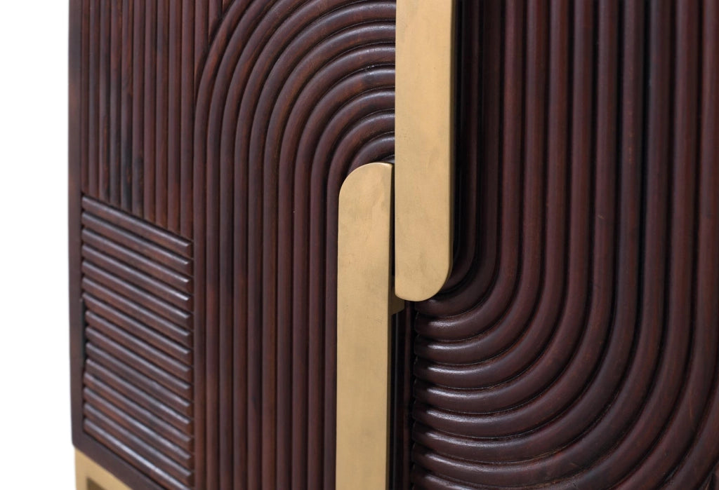 Credenza in legno massello di mango con dettagli dorati