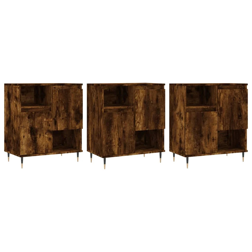 Buffet credenza cassettiera armadio mobile contenitore organizer per cucina soggiorno salotto 3 pezzi legno ingegnerizzato marrone 02_0037067