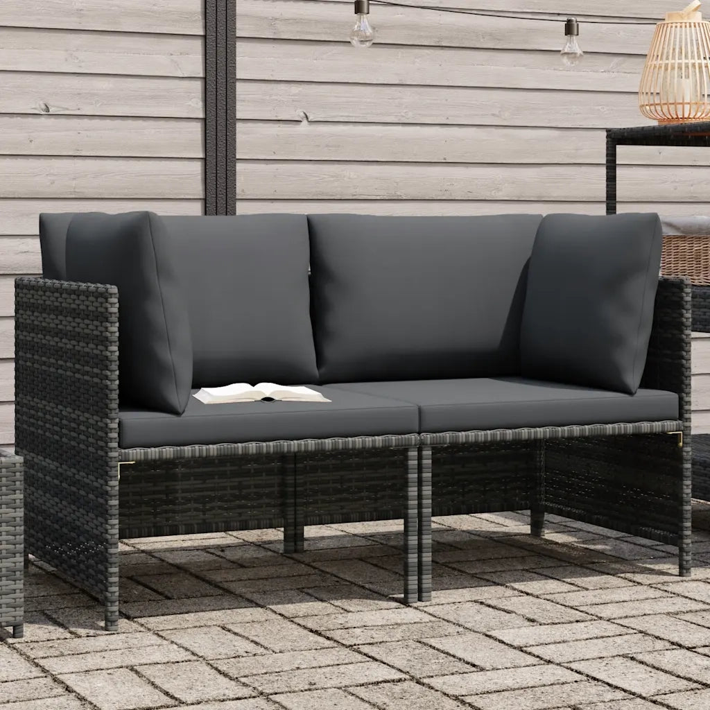 Divano da Giardino a 2 Posti con Cuscini Grigio in Polyrattan cod mxl 70672