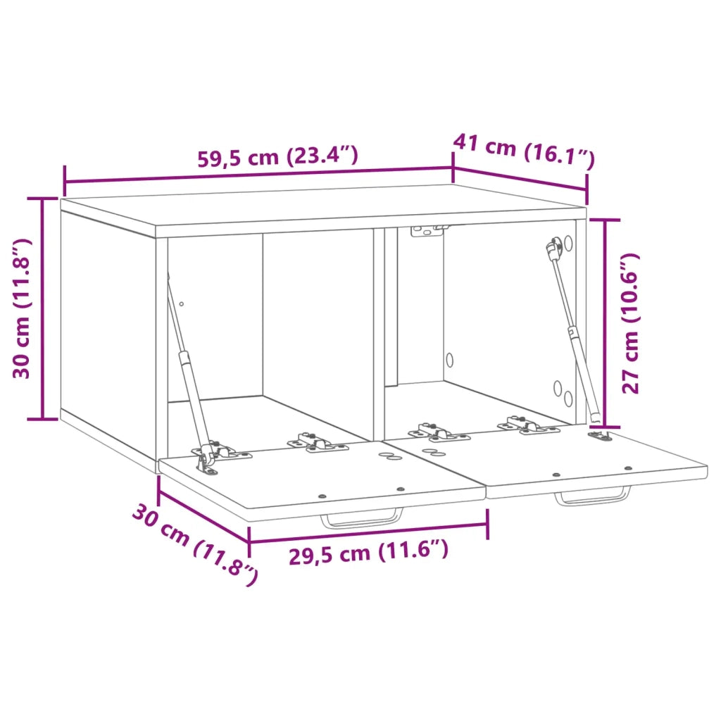 Mobile Porta TV da Muro Nero 59,5 x 41 x 30 cm 899356
