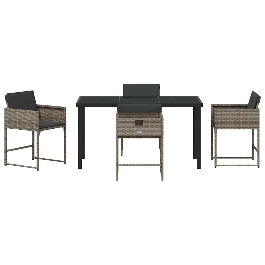 Set da Pranzo per Giardino con cuscino 5 pcs Grigio polyrattan 3380013