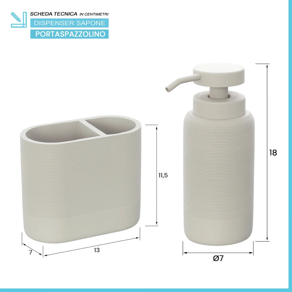 Set accessori bagno 4 pezzi in poliresina crema Marica