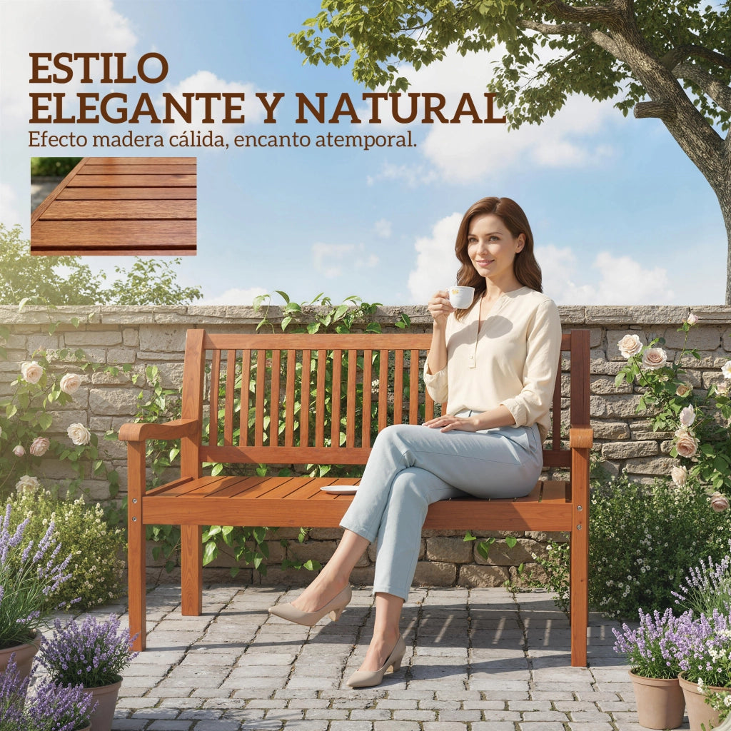 Panca da Giardino in Legno ¨C Xylo ¨C 2 Posti con Copertura Impermeabile Marrone Chiaro 125x62x90 cm