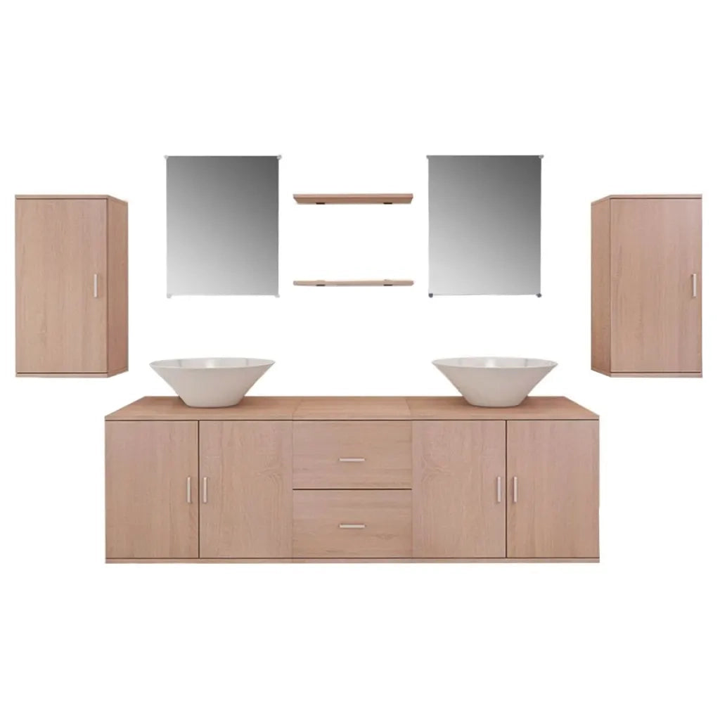 Set Mobili da Bagno con Lavabo 9 pz Beige 272230