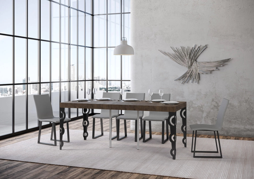 Consolle allungabile 90x40/196 cm Karamay Small Premium Noce telaio Antracite