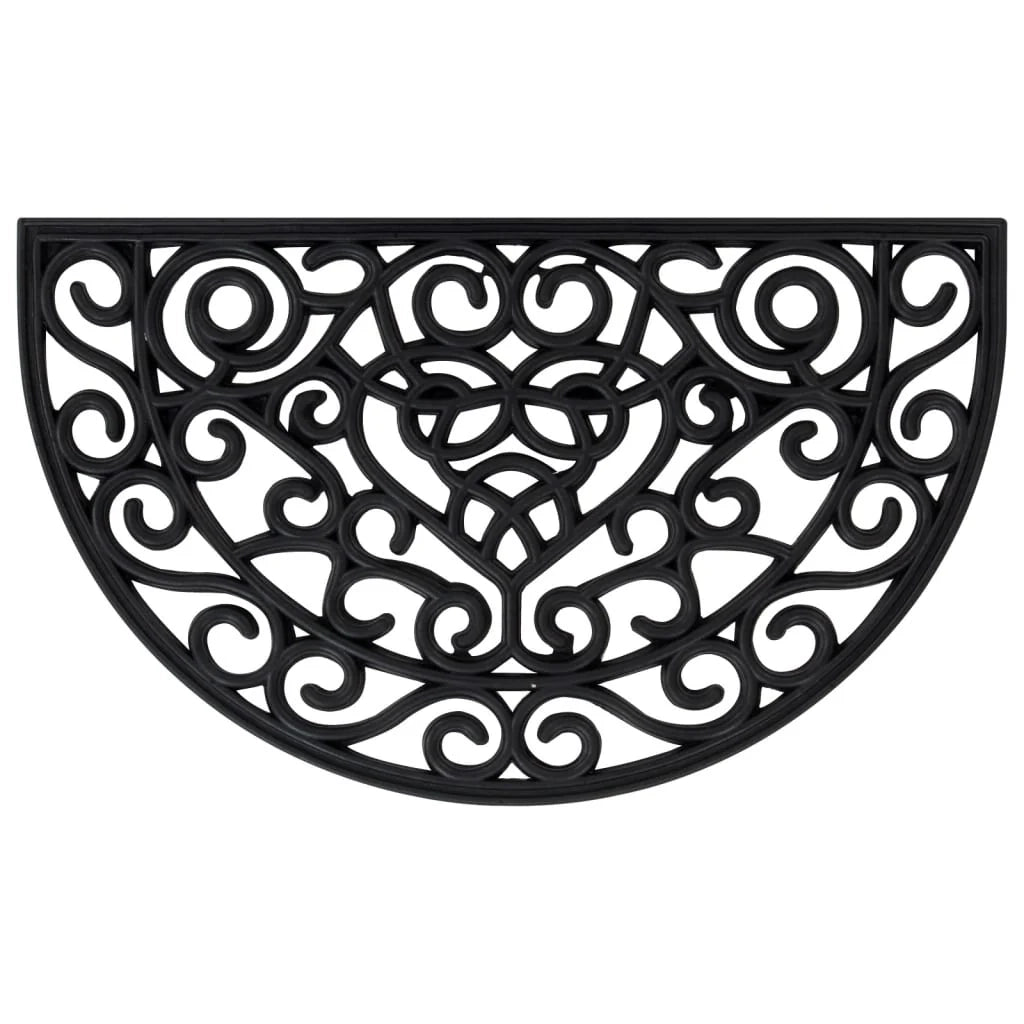 Zerbino semicircolare 45 x 75 cm antiscivolo resistente per interni/esterni in gomma nera 02_0046195