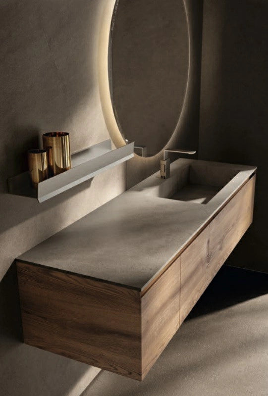 MOB.BAGNO 125CM CUBIK ROV.ANTICO TOP GRES C/SPEC + MENSOLA CM 125