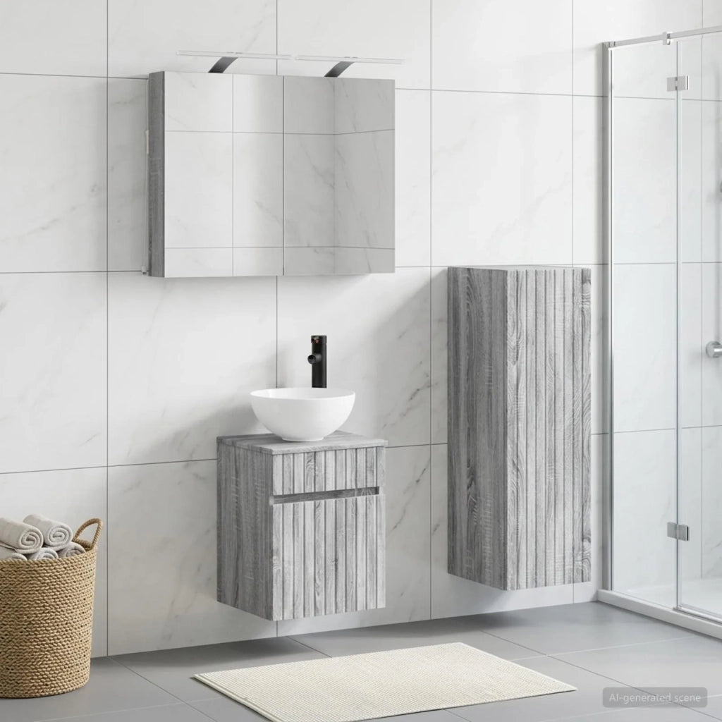 Set di mobili per il bagno 4 pz Sonoma grigio 3407460