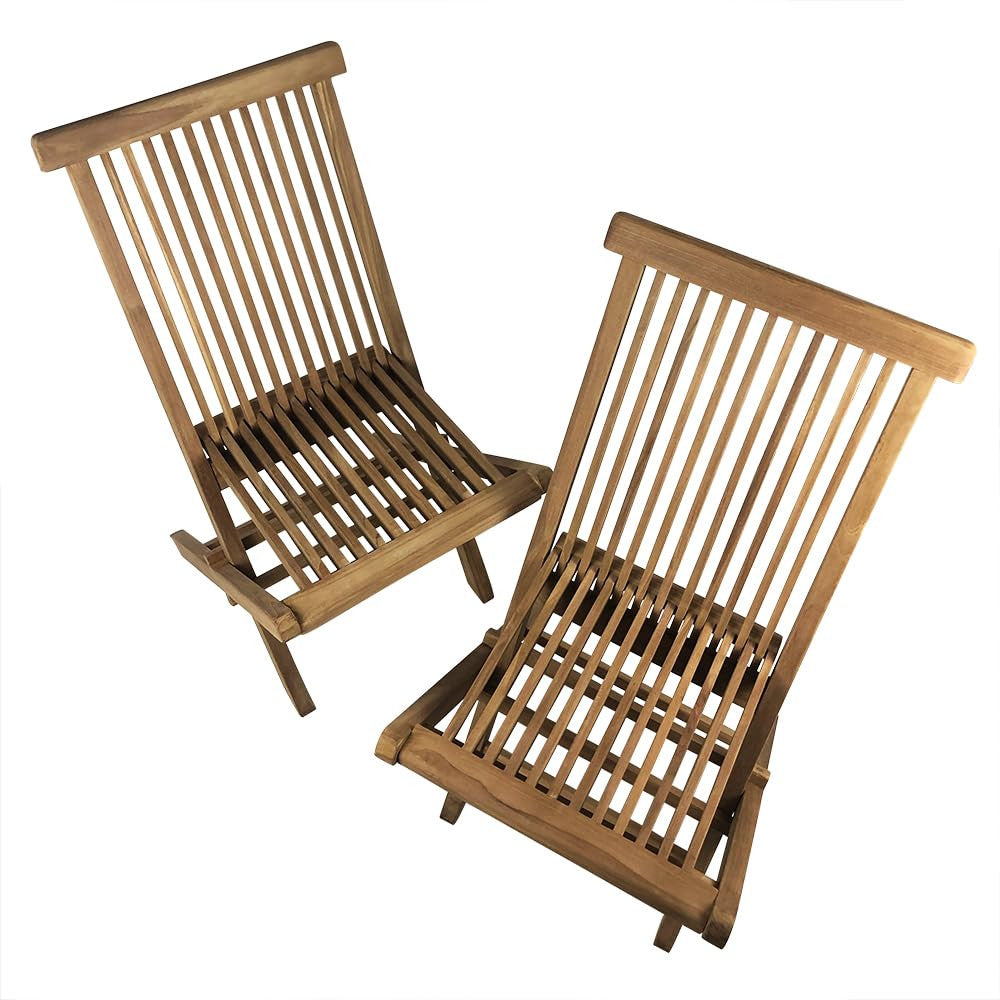 Set 2 Sedie Pieghevoli per Giardino e Terrazza Pinta in Legno Teak