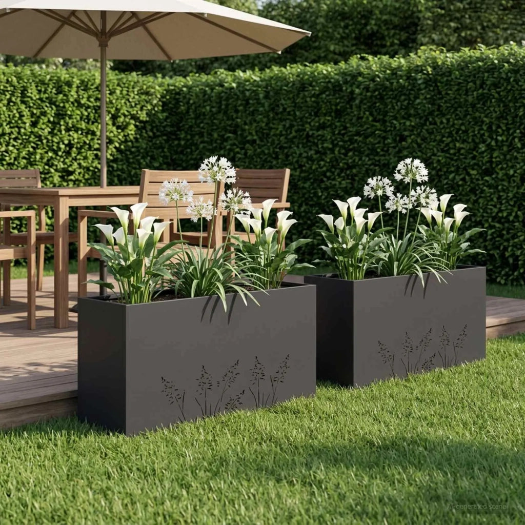 Vaso da giardino 2 pz Nero 100 x 20 x 49 cm 8005849