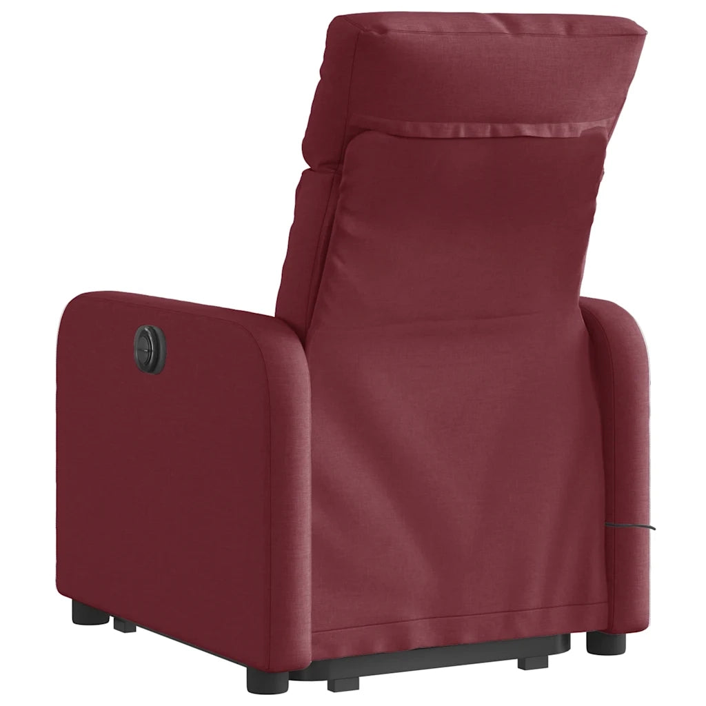 Poltrona | Sedia Relax Alzapersona Massaggio Reclinabile Rosso Vino Tessuto