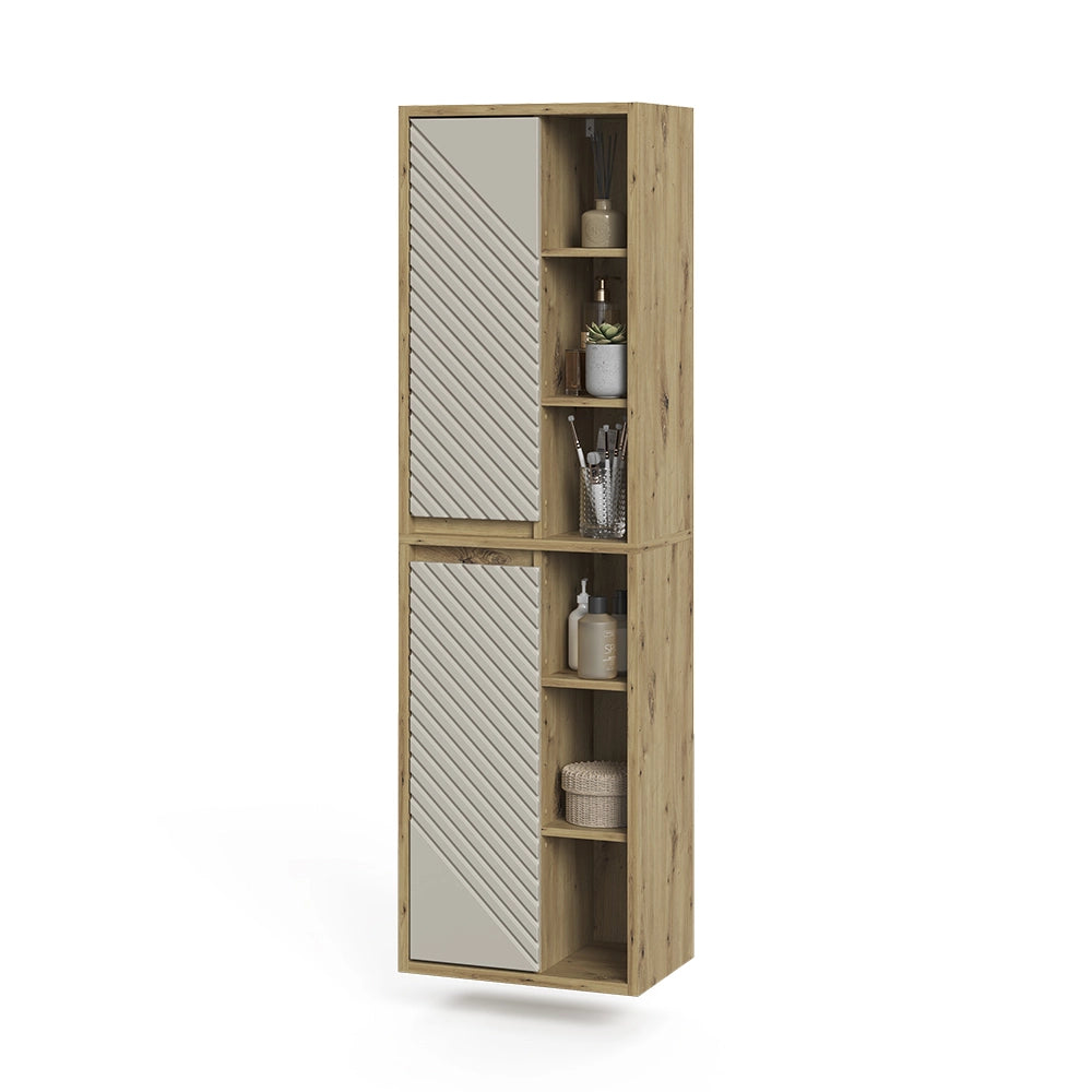 Armadio per il bagno Viola Rovere artigianale/Cachemire 50.2 x 170 cm Vicco