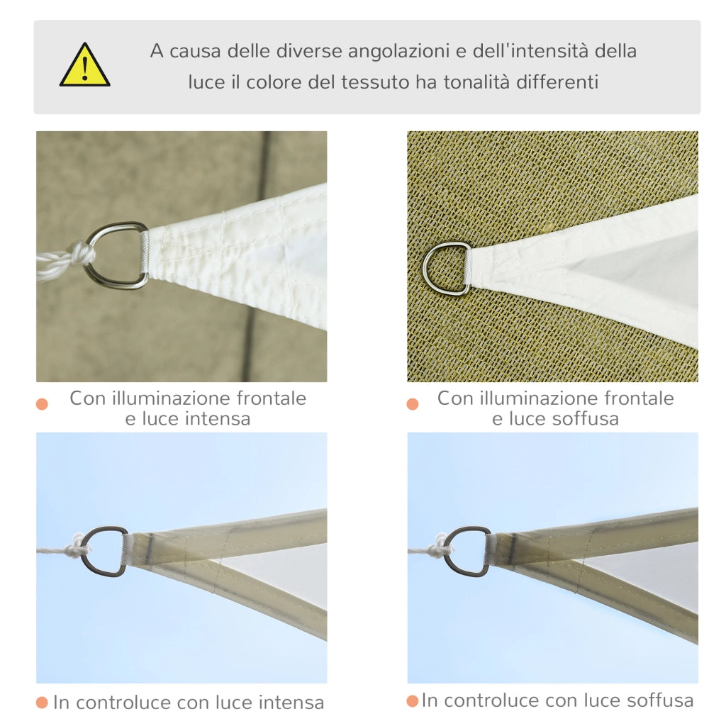 Tenda da Giardino Triangolare Poliestere Anti-UV ¨C zephmum ¨C Crema 6x6x6m