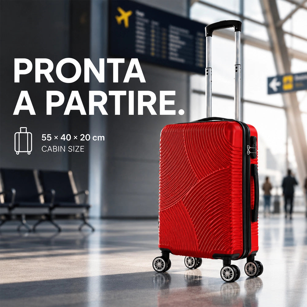 Valigia Bagaglio a Mano 55x40x20 cm Rosso Trolley Ortega Adatto Ryanair Easyjet