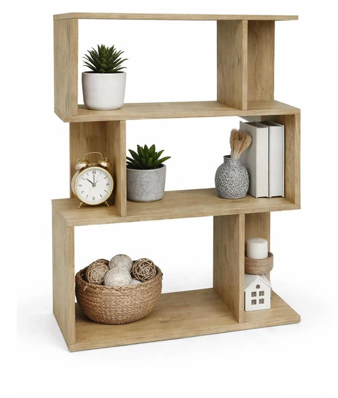 LIBRERIA IN MDF ROVERE CON TRE RIPIANI SFALSATI MISURE: 70X24X96 CM