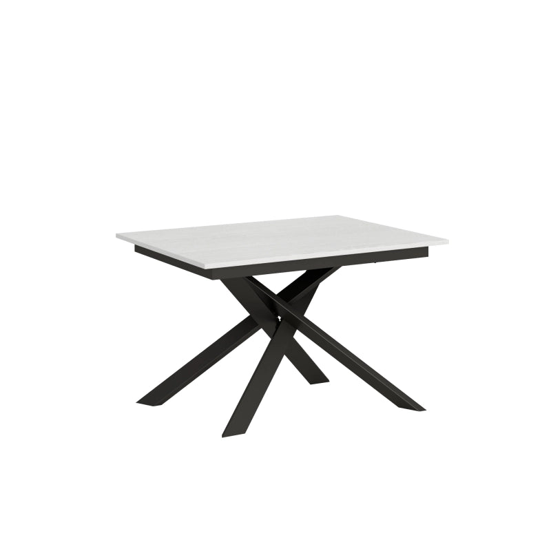Tavolo allungabile 90x120/180 cm Ganty - bordo in tinta telaio Antracite - Bianco Frassino
