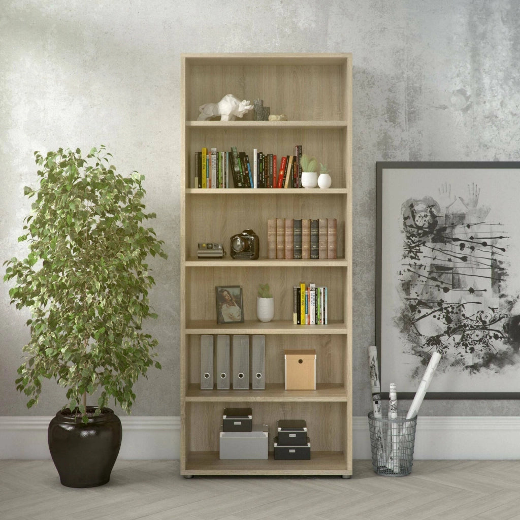Libreria Armon, Scaffale da ufficio, Mobile portalibri, Biblioteca, 89x40 h222 cm, Quercia