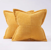 Coprisacco 45x45 chiaro giallo, a strisce, imbottitura super morbida per salotto, camera da letto, casa, divano, poltrona, letto, cuscini, 2 x coprisacco (il cuscino non incluso)