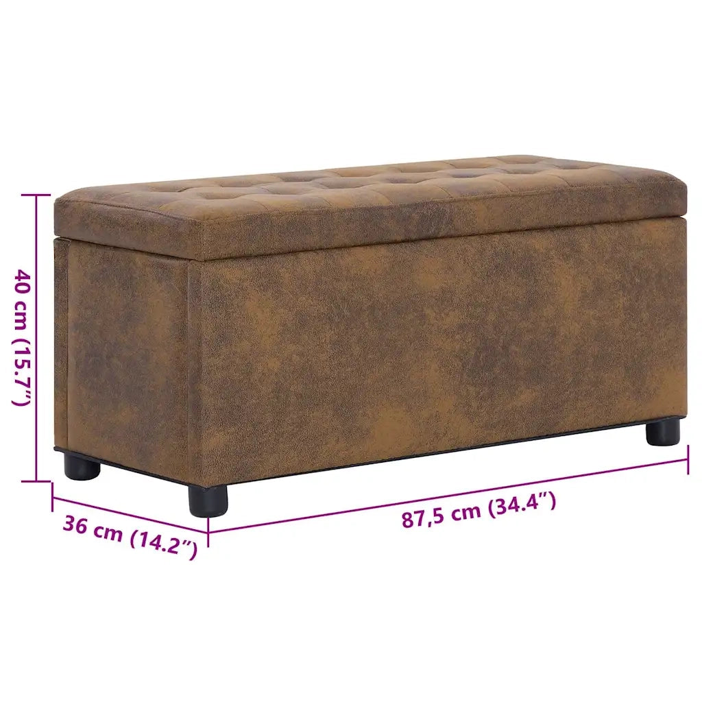 Cassapanca-Panca con Contenitore-Baule 87,5 cm Marrone in Similpelle Scamosciata