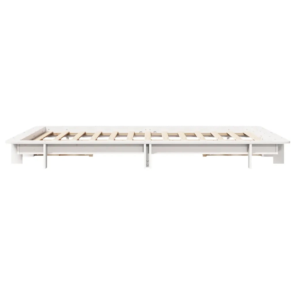 Letto senza Materasso Bianco 135x190 cm Legno Massello di Pino 850675