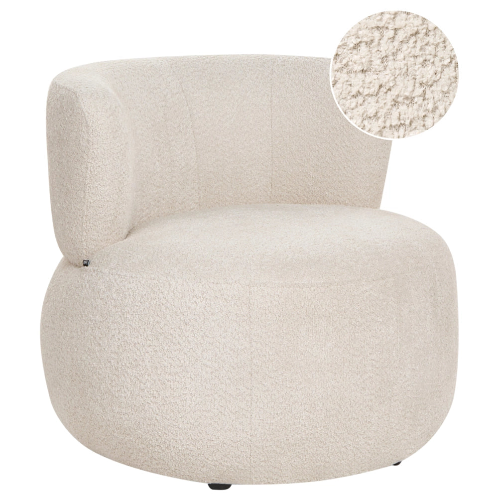 Poltrona Accogliente in Poliestere Chenille Beige Chiaro Design Moderno Seduta Confortevole Senza Braccioli Schienale Curvo Stile Scandinavo