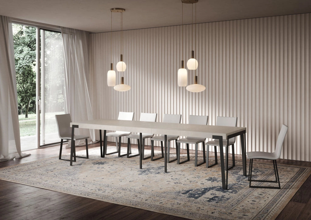 Consolle Allungabile 90-300x40x77 cm Rio Premium Cashmere Telaio Antracite