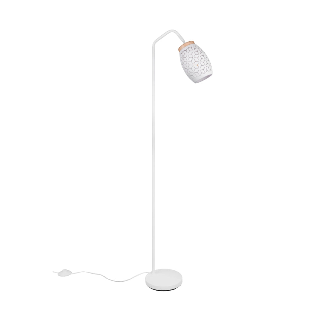 Lampada da terra BIDAR bianco oro paralume ovale 147 cm